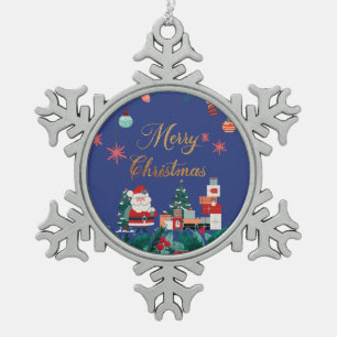 Ornement Flocon De Neige Noël moderne - santa claus & cadeau vacances