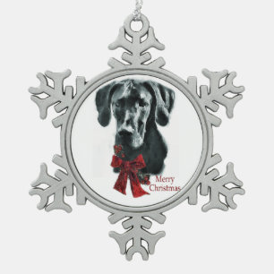 Ornement Flocon De Neige Noël noir de great dane