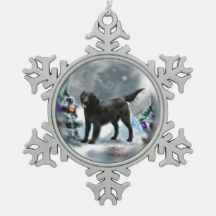 Ornement Flocon De Neige Noël Plat-Enduit de chien d'arrêt