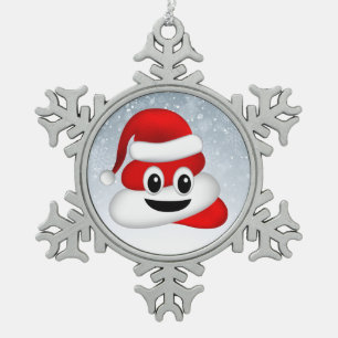 Ornement Flocon De Neige noël pooji emoji avec santa hat