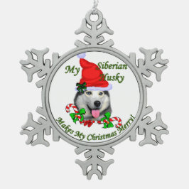 Ornement Flocon De Neige Noël sibérien Husky