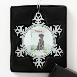 Ornement Flocon De Neige Nom personnalisé Black Lab Pet Dog