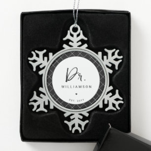 Ornement Flocon De Neige Nom personnalisé Dr Minimaliste Docteur Graduation