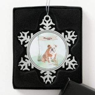 Ornement Flocon De Neige Nom personnalisé English Bulldog Pet Dog