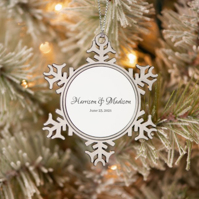 Ornement Flocon De Neige Nom personnalisé et Mariage de date (Arbre)