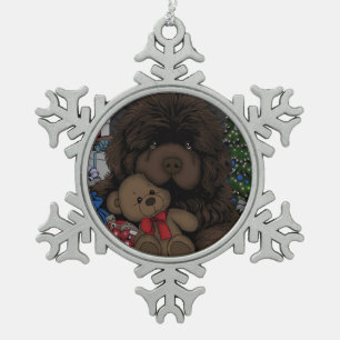 Ornement Flocon De Neige Nounours Terre-Neuve en ours en peluche