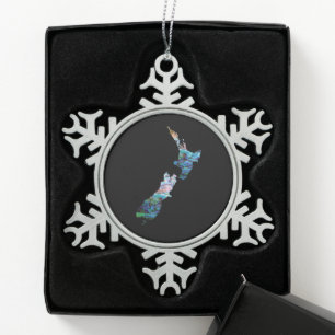 ORNEMENT FLOCON DE NEIGE NOUVELLE ZÉLANDE CARTE SIMPLE PAUA