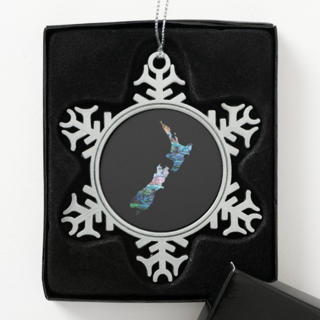 ORNEMENT FLOCON DE NEIGE NOUVELLE ZÉLANDE CARTE SIMPLE PAUA (Boîte)