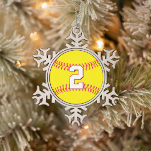 Ornement Flocon De Neige Numéro de jersey personnalisé du joueur de softbal