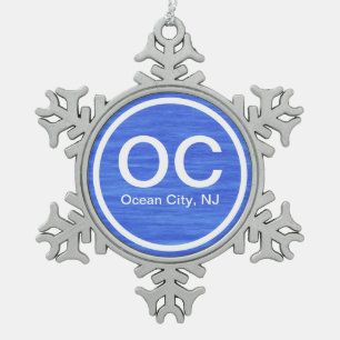 Ornement Flocon De Neige OC Ocean City New Jersey Beach Noël