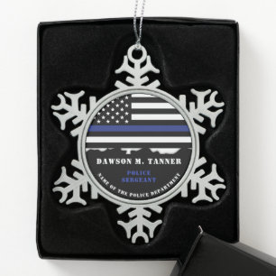 Ornement Flocon De Neige Officier De Police Personnalisé Appréciation Mince