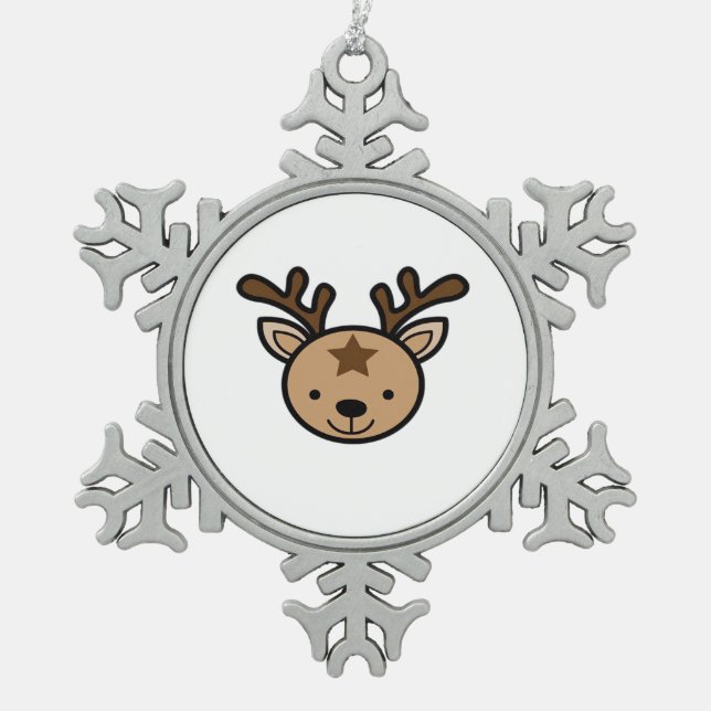 Ornement Flocon De Neige Oh Cute Deer Minimal Design  (Devant)