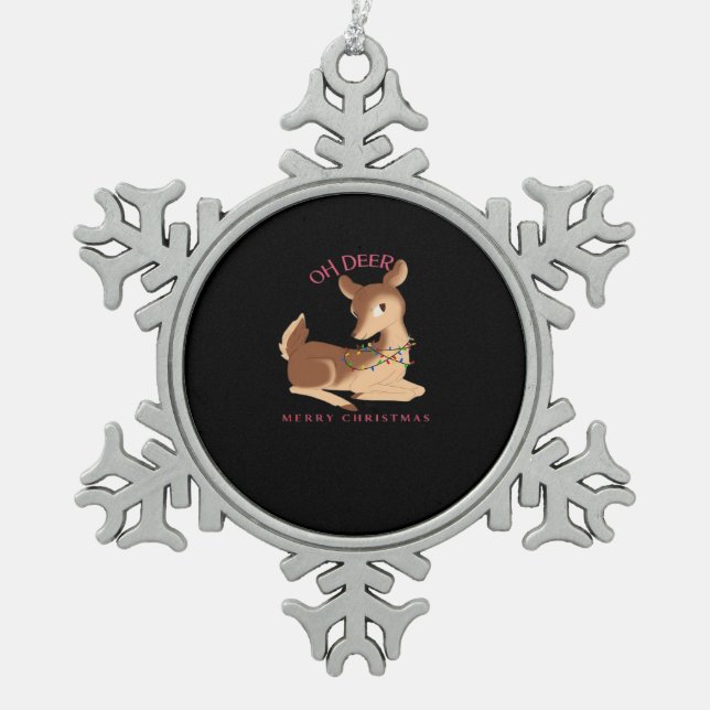 Ornement Flocon De Neige Oh Deer Christmas Modern Design  (Devant)