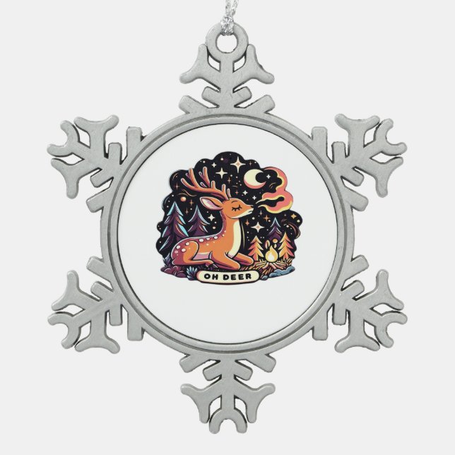 Ornement Flocon De Neige Oh Deer Contemporary Graphic Vibe  (Devant)