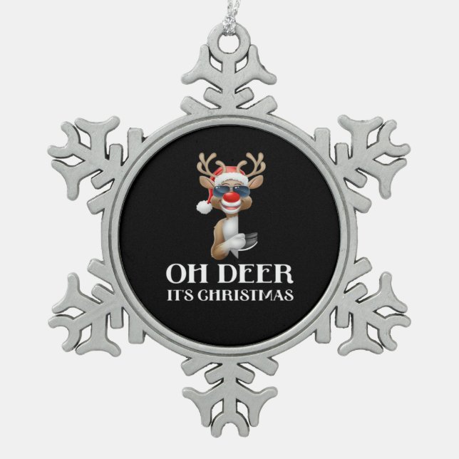 Ornement Flocon De Neige Oh Deer Its Christmas Reindeer Style  (Devant)