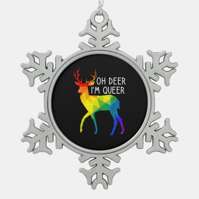 Ornement Flocon De Neige Oh Deer Queer LGBTQ Pride Celebration Month  (Devant)
