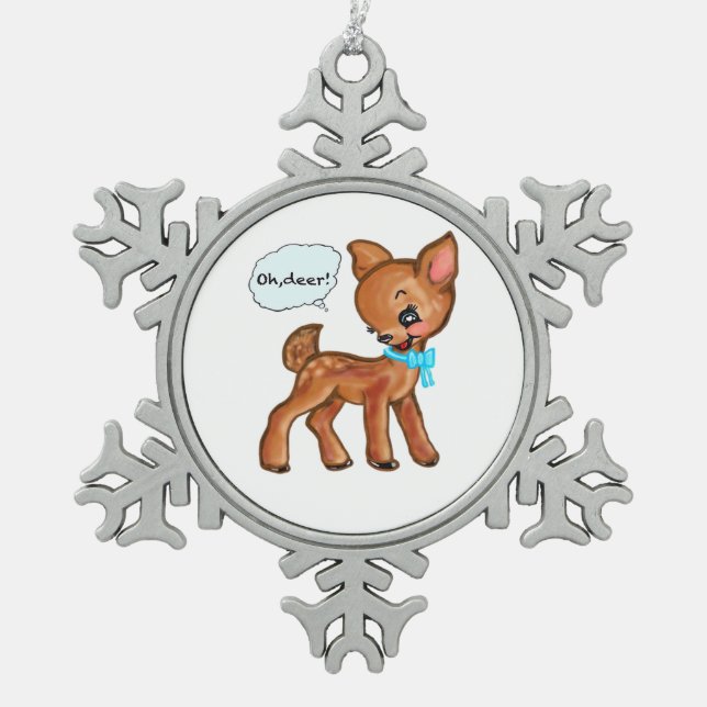 Ornement Flocon De Neige Oh Deer Whimsical Forest Vibe  (Devant)
