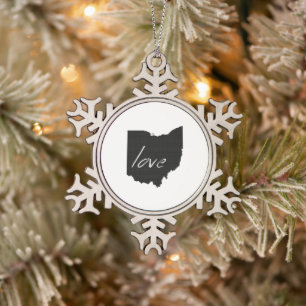 Ornement Flocon De Neige Ohioan Love Ohio Formé noir Buckeye Chalkboard