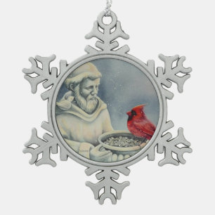 Ornement Flocon De Neige Oiseau cardinal rouge d'hiver Saint-François Aqua