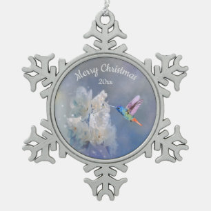 Ornement Flocon De Neige Oiseau de mer Fleur de Jardin Blanc Noël