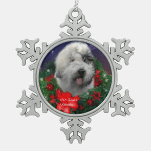 Ornement Flocon De Neige Old English Sheepdog