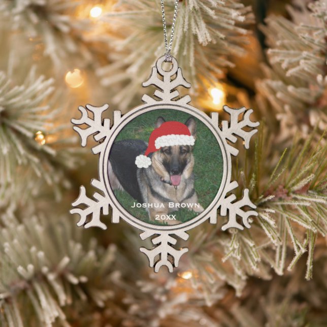 Ornement Flocon De Neige Ornement berger allemand de Noël personnalisé (Arbre)