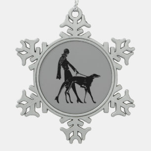 Ornement Flocon De Neige Ornement de barzoï d'art déco