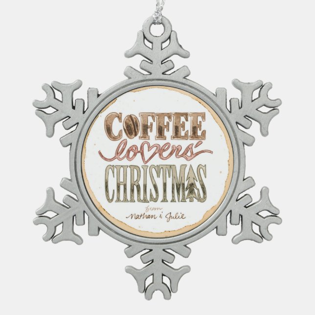 Ornement Flocon De Neige Ornement de Noël des amateurs de café en eau douce (Devant)