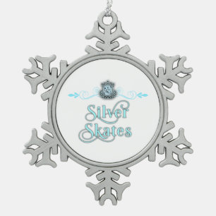 Ornement Flocon De Neige Ornement de patins d'argent
