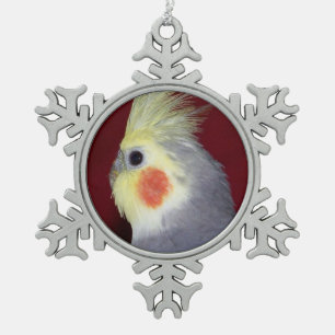 Ornement Flocon De Neige Ornement d'étain d'amour de Cockatiel