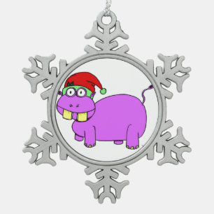 Ornement Flocon De Neige Ornement d'hiver de Noël Hippo