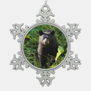 Ornement Flocon De Neige Ours noir curieux