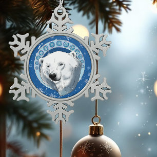 Ornement Flocon De Neige Ours polaire Flocon de neige Art Nouveau
