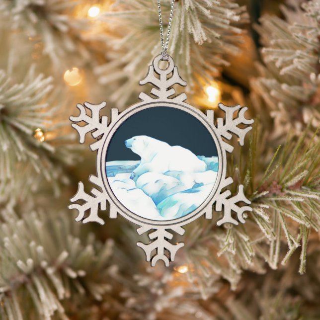 Ornement Flocon De Neige Ours Polaire Sur Glace (Arbre)