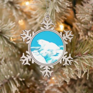 Ornement Flocon De Neige Ours Polaire Sur Glace