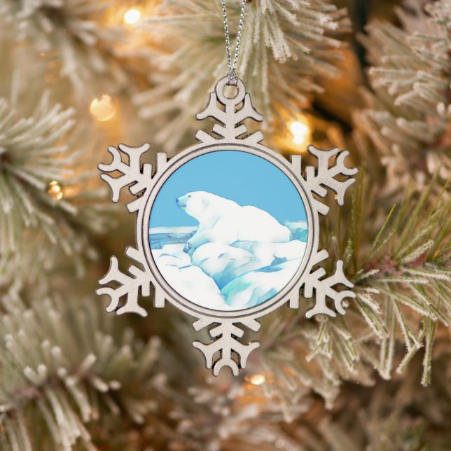 Ornement Flocon De Neige Ours Polaire Sur Glace (Arbre)