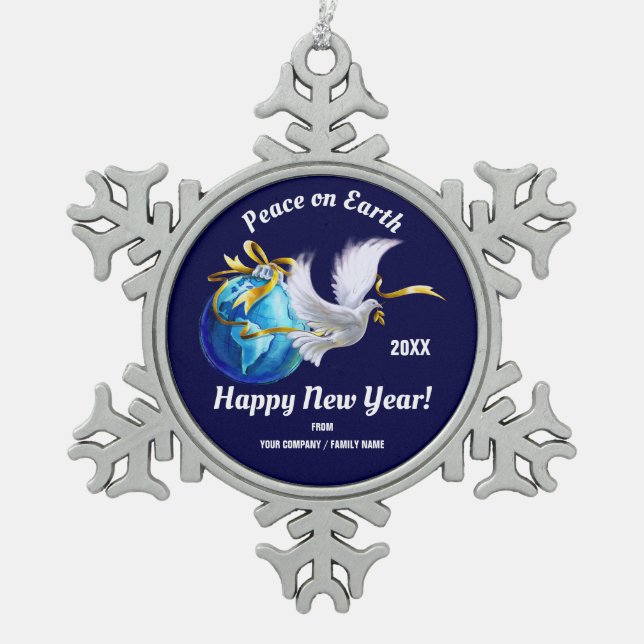 Ornement Flocon De Neige Paix sur Terre. Peace Dove Custom (Devant)