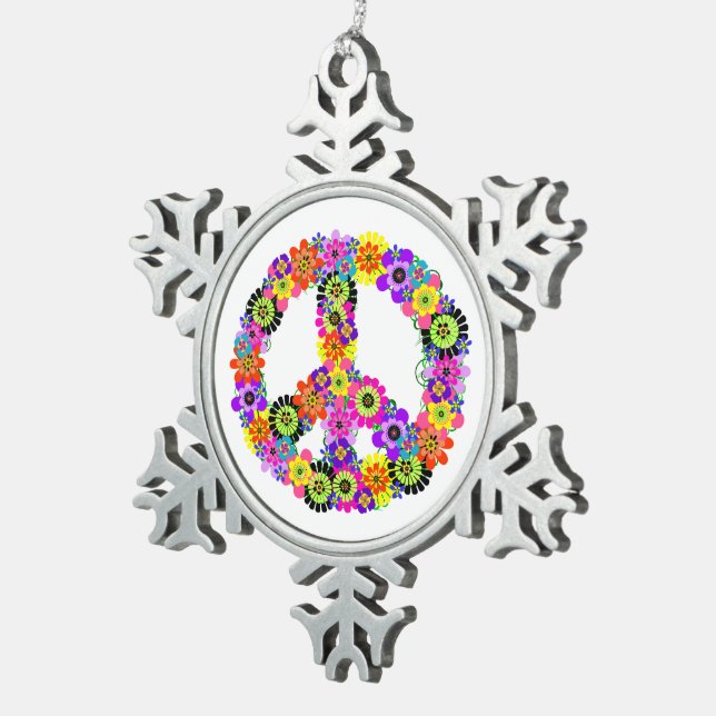 Ornement Flocon De Neige Panneau de paix (Vue impression)