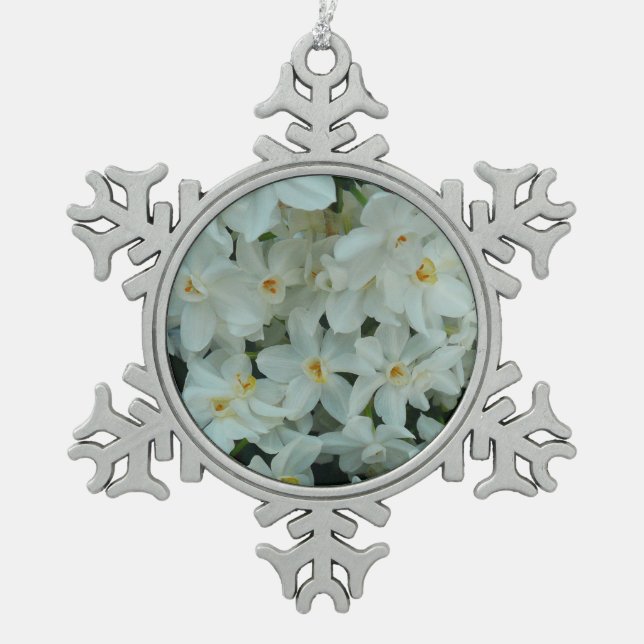 Ornement Flocon De Neige Paperwhite Narcissus Fleurs blanches délicates (Devant)