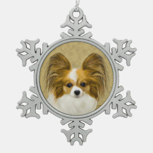 Ornement Flocon De Neige Papillon (Hound Tri) Peinture - Art original du ch