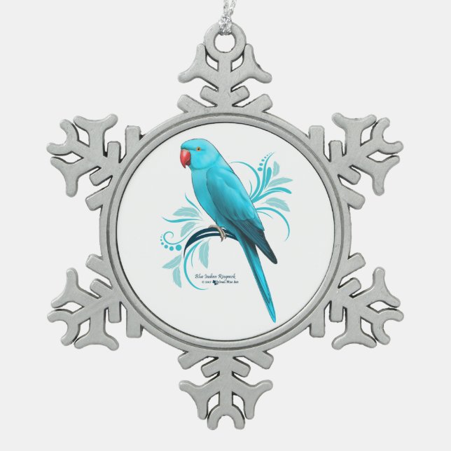 Ornement Flocon De Neige Parrot bleu indien Ringneck (Devant)