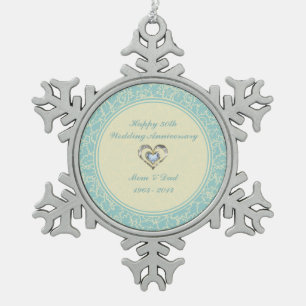 Ornement Flocon De Neige Pastel Bleu Et Beige Floral Damas