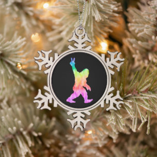 Ornement Flocon De Neige Peace Love Bigfoot