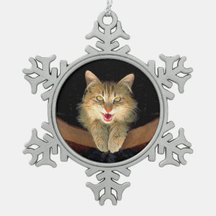 Ornement Flocon De Neige Peinture de chat Mad - Cute Original Cat Art