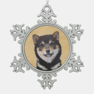 Ornement Flocon De Neige Peinture Shiba Inu (Noir et Tan) - Art Chien