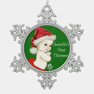 Ornement Flocon De Neige Père Noël Baby Girls 1er Noël