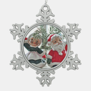 Ornement Flocon De Neige père Noël et Mme Claus