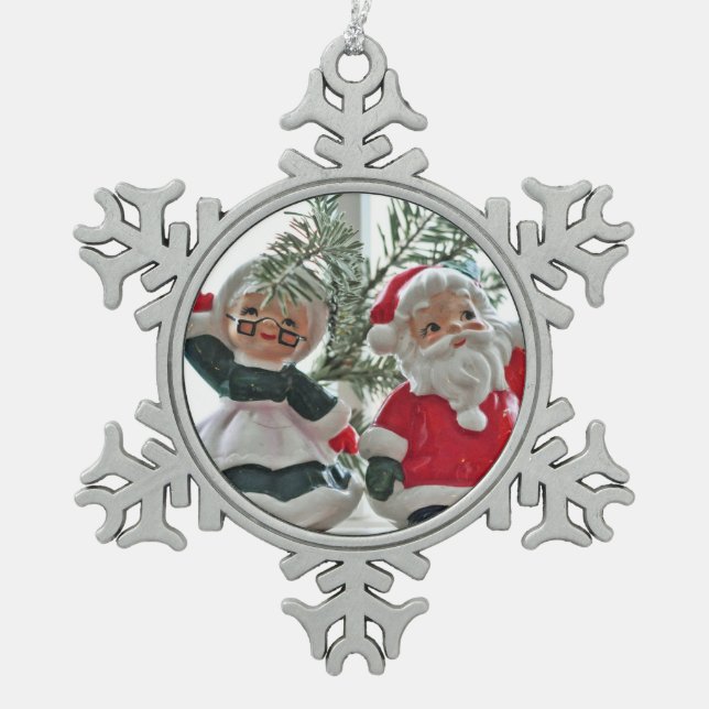 Ornement Flocon De Neige Père Noël et Mme Claus (Devant)