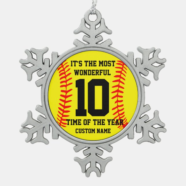 Ornement Flocon De Neige Personalized Baseball  (Devant)