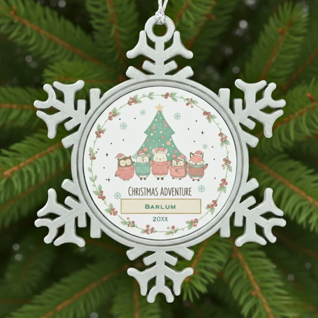 Ornement Flocon De Neige Personalized Festive Adventures (Personalized Festive Adventures Snowflake Pewter Christmas Ornament)